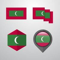 maldiverna flagga design uppsättning vektor
