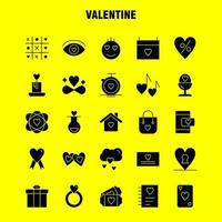 Valentinstag solides Glyphen-Icon-Paket für Designer und Entwickler Ikonen der Flasche Liebe romantischer Valentinstag Liebesgeschenk Herz Valentinstag Vektor