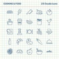 matlagning och mat 25 klotter ikoner hand dragen företag ikon uppsättning vektor