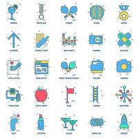 25 Business Concept Mix Flat Color Icon Set vektor