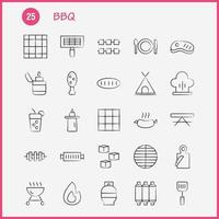 bbq hand dragen ikon packa för designers och utvecklare ikoner av utegrill bbq mat korv glas dryck bbq citron- vektor