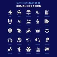 menschliche Beziehung weißes Symbol auf blauem Hintergrund 25 Icon Pack vektor
