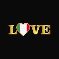 gyllene kärlek typografi Italien flagga design vektor