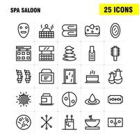 Spa Saloon Line Icon Pack für Designer und Entwickler Ikonen der Lebensmittelreise essen Suppe Sahne Cremetiegel Spa Vektor