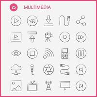 handgezeichnetes Multimedia-Symbol für Webdruck und mobiles Uxui-Kit wie Media-Mikrofon-Soundsteuerung Fast-Forward-Medien-Piktogramm-Pack-Vektor vektor