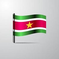 suriname schwenkt glänzenden flaggendesignvektor vektor