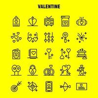 Valentinszeilensymbole für Infografiken, mobiles Uxui-Kit und Druckdesign umfassen Flasche Medizin Liebe Valentinstag romantisches Buch Liebe Valentinstag Symbolsatz Vektor