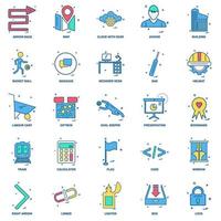 25 Business Concept Mix Flat Color Icon Set vektor