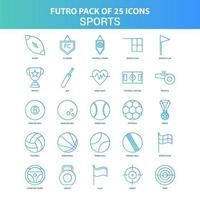 25 grüne und blaue Futuro-Sport-Icon-Packs vektor