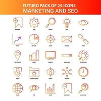 Orange Futuro 25 Marketing- und SEO-Icon-Set vektor