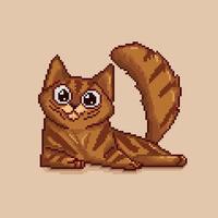süße und lustige Cartoon-Katze mit Streifen. Pixel-Art-Stil. isoliertes Vektordesign. Vektor-Illustration vektor