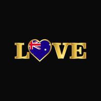 goldene liebe typografie australien flaggendesignvektor vektor