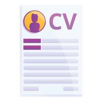 CV papper ikon, tecknad serie stil vektor