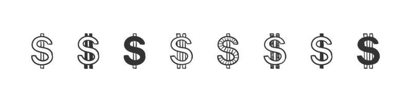dollar ikoner. klotter dollar. hand dragen ikon dollar isolerat på vit bakgrund. trendig design. vektor illustration