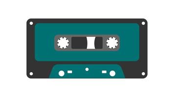 gammal retro årgång grön musik audio kassett för audio tejp inspelare med magnetisk tejp från 70-talet, 80-tal, 90-tal. skön ikon. vektor illustration