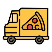 Pizza-Food-Truck-Symbol, Umrissstil vektor