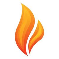 flammande brand ikon, tecknad serie stil vektor