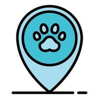 Standortsymbol für Haustierhotels, Umrissstil vektor