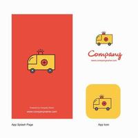 ambulans företag logotyp app ikon och stänk sida design kreativ företag app design element vektor