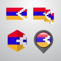 nagorno karabakh republik flagga design uppsättning vektor