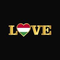 goldene liebe typografie ungarn flagge design vektor