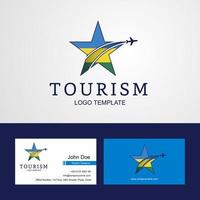 resa rwanda flagga kreativ stjärna logotyp och företag kort design vektor