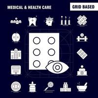 Solides Glyphensymbol für Medizin und Gesundheitswesen für Webdruck und mobiles Uxui-Kit wie medizinisches Durchsuchen, Kompassnavigationskalender, medizinische Gesundheit plus Piktogrammpaketvektor vektor