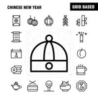 chinesische neujahrslinie symbolpaket für designer und entwickler symbole des kalenders feb monatsplan chinesisches neues spielzeugjahr vektor