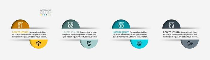 halbkreisförmig geteilte Infografik-Etiketten gesetzt vektor