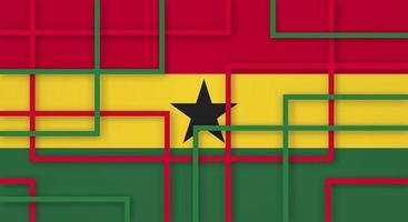 abstrakte geometrische quadratische streifenlinien papierschnitthintergrund mit flagge von ghana vektor