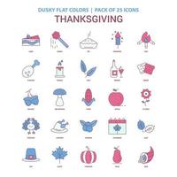 Thanksgiving-Symbol düstere flache Farbe Vintage 25 Icon Pack vektor