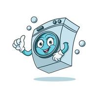 Wäscheservice-Maskottchen-Logo, Waschmaschinen-Maskottchen-Logo-Vektor vektor