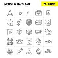 Liniensymbol für Medizin und Gesundheitswesen für Webdruck und mobiles Uxui-Kit wie medizinisches Werkzeug Scherenwerkzeug Werkzeuge Scherenprojektor Gesundheit Piktogramm Pack Vektor