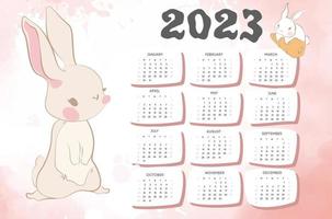 Kalender 2023 Jahr des Kaninchens. große Hasenbilder vektor
