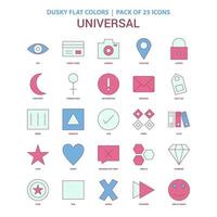 universelles Symbol düstere flache Farbe Vintage 25 Icon Pack vektor