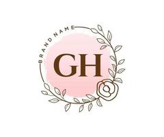 anfängliches gh feminines logo. verwendbar für Natur-, Salon-, Spa-, Kosmetik- und Schönheitslogos. flaches Vektor-Logo-Design-Vorlagenelement. vektor