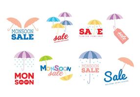 Monsun Sale vektor Etiketter