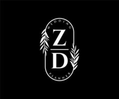 zd initialer brev bröllop monogram logotyper samling, hand dragen modern minimalistisk och blommig mallar för inbjudan kort, spara de datum, elegant identitet för restaurang, boutique, Kafé i vektor