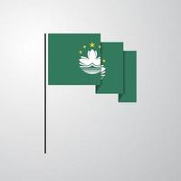 macau wehende flagge kreativer hintergrund vektor