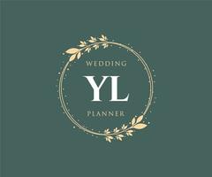 yl initialen brief hochzeitsmonogramm logos sammlung, handgezeichnete moderne minimalistische und florale vorlagen für einladungskarten, save the date, elegante identität für restaurant, boutique, café im vektor