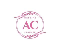 ac initialen brief hochzeit monogramm logos sammlung, handgezeichnete moderne minimalistische und florale vorlagen für einladungskarten, save the date, elegante identität für restaurant, boutique, café im vektor