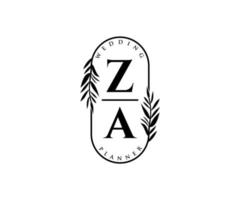 za initialen brief hochzeitsmonogramm logos sammlung, handgezeichnete moderne minimalistische und florale vorlagen für einladungskarten, save the date, elegante identität für restaurant, boutique, café im vektor