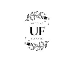 uf initialer brev bröllop monogram logotyper samling, hand dragen modern minimalistisk och blommig mallar för inbjudan kort, spara de datum, elegant identitet för restaurang, boutique, Kafé i vektor