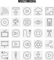 Multimedia-Liniensymbol für Webdruck und mobiles Uxui-Kit wie Mikrofon, Mikrofon, Musik, Audio, schneller Vorlauf, Wiedergabe, Piktogramm-Paketvektor vektor