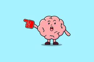 süßes Cartoon-Gehirn mit Schaumstoff-Fingerhandschuh vektor