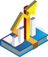 stock diagram och böcker illustration i 3d isometrisk stil vektor