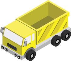 gelbe lkw-anhängerillustration im isometrischen stil 3d vektor