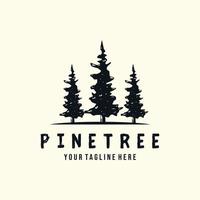 Pine Tree Vintage-Stil Logo Vektor Vorlage Illustration Design