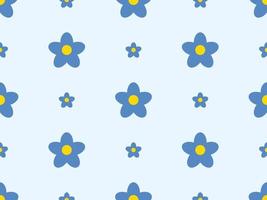 blomma seriefigur seamless mönster på blå bakgrund vektor