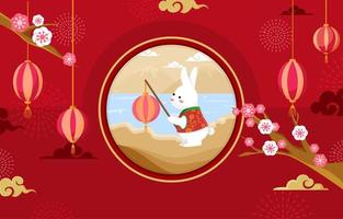 kinesisk ny år vatten kanin firande vektor